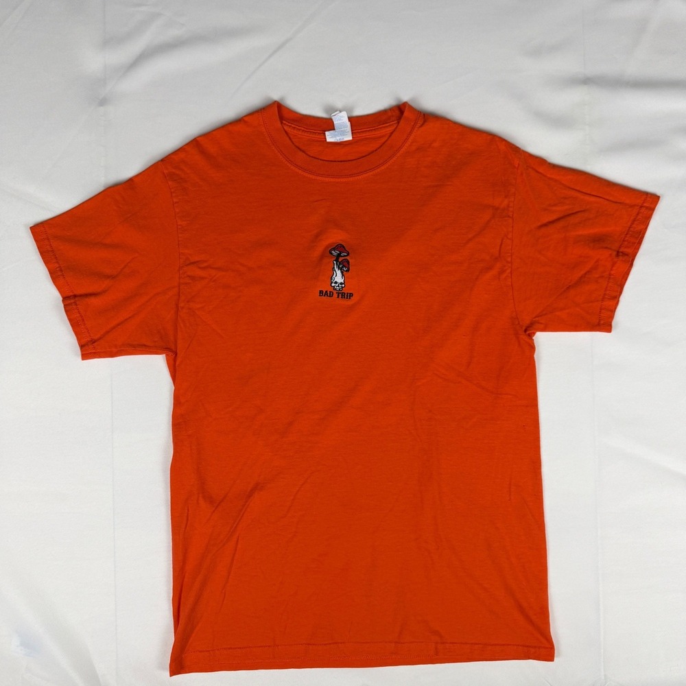 Port & Company Mens Bad Trip Mushroom Skull Graphic T-Shirt Orange Medium M